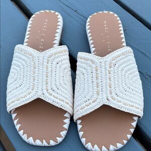 NWT Marc Fisher Women's White Woven Slide Sandals